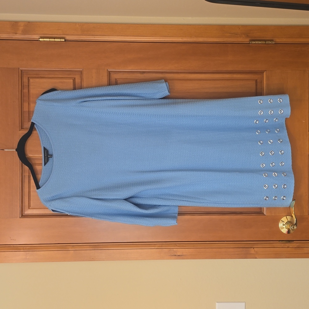 Like New! Ming Wang Blue Grommet Detail Shift Dress M $240